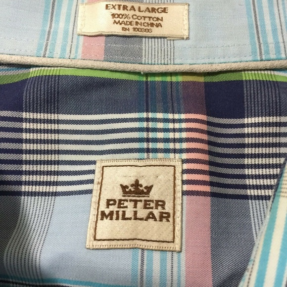 Peter Millar XL Shirt Blue Pink Plaid - Picture 6 of 6